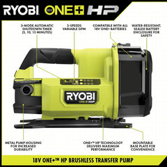 18V ONE+ HP Transfer Pump