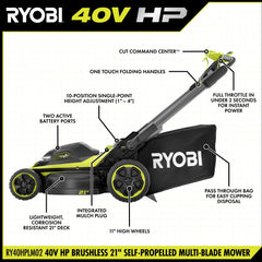 40V HP Brushless 21" Walk Behind Self-Propelled Lawn Mower w/ (2) 6.0Ah Batteries and Charger