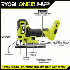 18V ONE+ HP COMPACT BRUSHLESS BARREL GRIP JIG SAW KIT