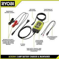 6V/12V 2 AMP BATTERY CHARGER & MAINTAINER