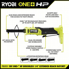 18V ONE+ HP BRUSHLESS 1/4" EXTENDED REACH RATCHET KIT