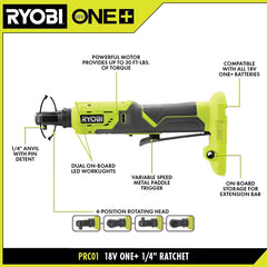 18V ONE+ 1/4" Ratchet