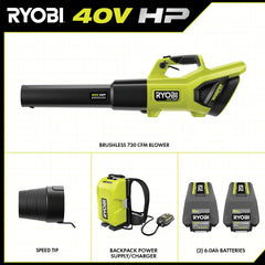 40V HP BRUSHLESS 730 CFM WHISPER SERIES BLOWER & BACKPACK POWER SUPPLY KIT
