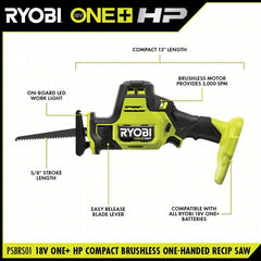 18V ONE+ HP Compact Brushless One-Handed Reciprocating Saw