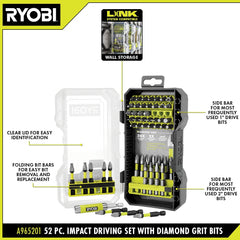 52 PC. IMPACT DRIVING SET WITH DIAMOND GRIT BITS