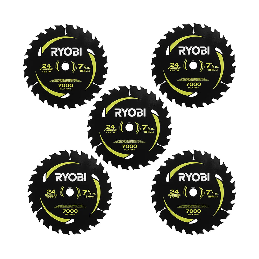 7-1/4" x 24T Carbide Teeth Thin Kerf Circular Saw Blade Set (5 Piece)