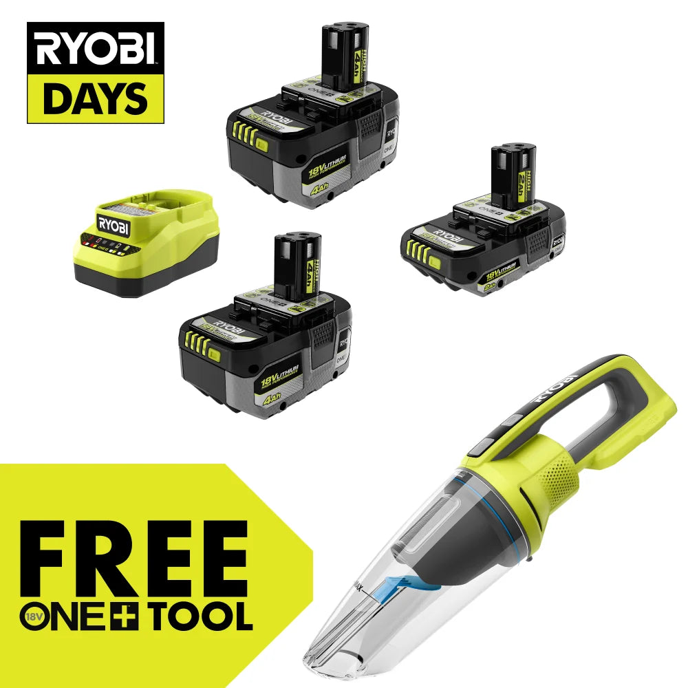 18V ONE+ LITHIUM HIGH PERFORMANCE STARTER KIT WITH FREE 18V ONE+ WET/DRY HAND VACUUM