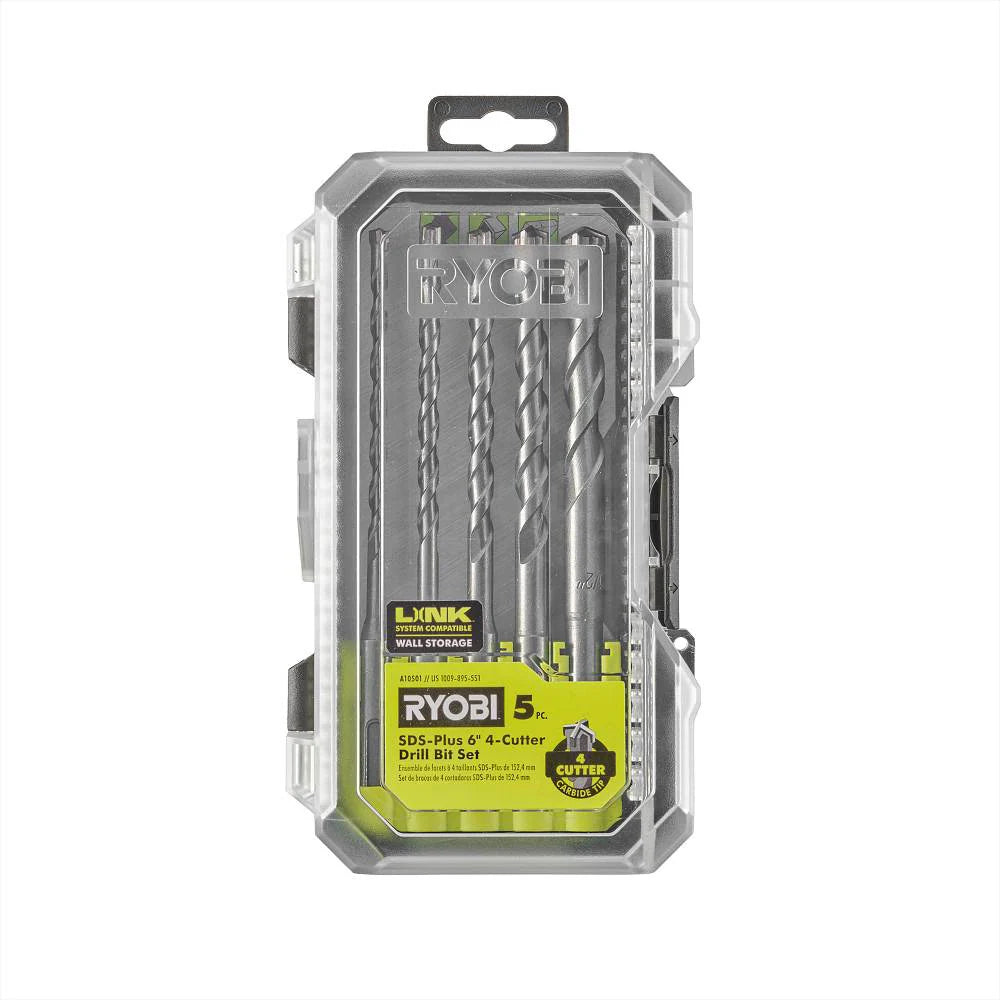 5 PC. SDS-PLUS 6" 4-CUTTER DRILL BIT SET