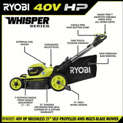 40V HP BRUSHLESS 21" SELF-PROPELLED AWD MULTI-BLADE MOWER KIT