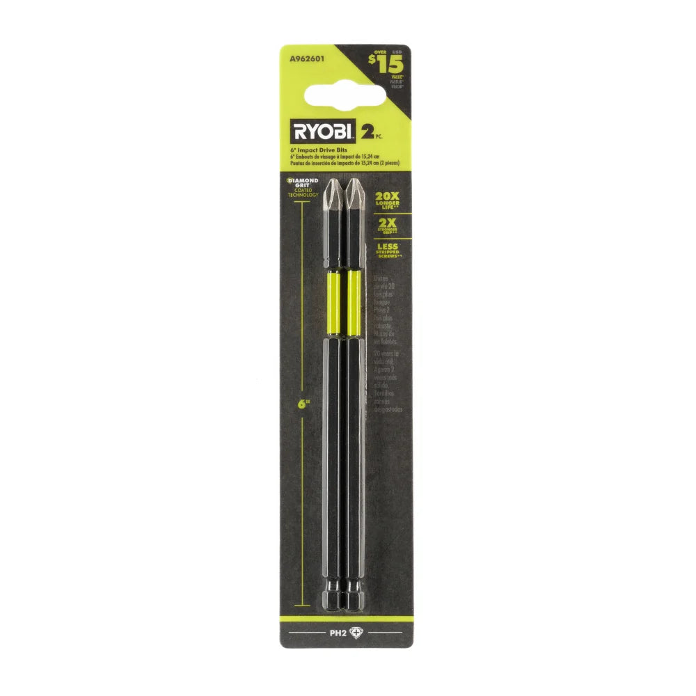 2 PC. 6" Diamond Grit Impact Drive Bits