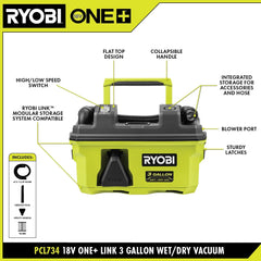 18V ONE+ LINK™ 3 GALLON WET/DRY VACUUM KIT