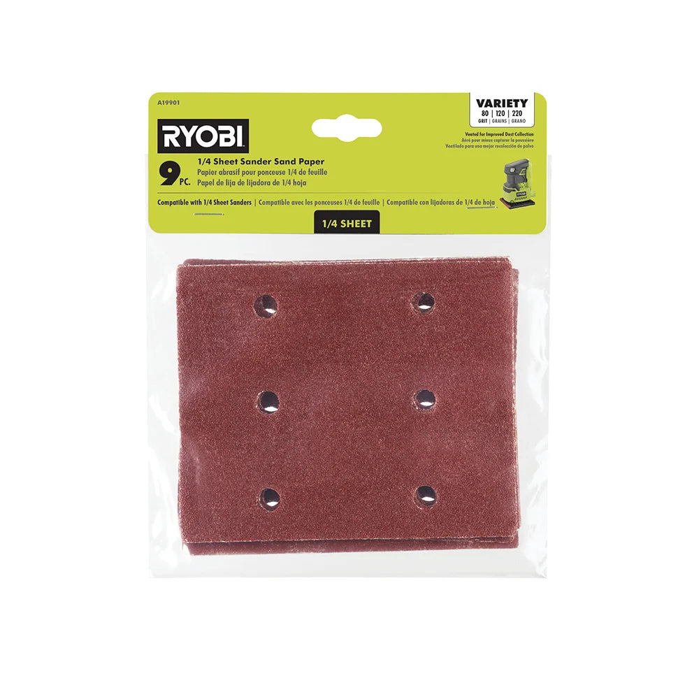 9 PC. 1/4 SHEET SANDER SAND PAPER