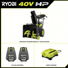 40V HP BRUSHLESS WHISPER SERIES 22" TWO-STAGE SNOW BLOWER KIT