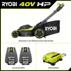40V HP Brushless 21" Walk Behind Self-Propelled Lawn Mower w/ (2) 6.0Ah Batteries and Charger