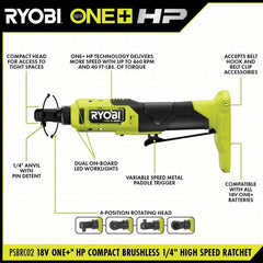 18V ONE+™ HP COMPACT BRUSHLESS 1/4" High Speed Ratchet