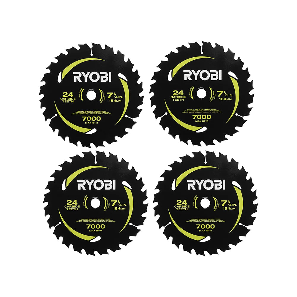 4 PC. 7-1/4" x 24T CARBIDE TEETH THIN KERF CIRCULAR SAW BLADE SET