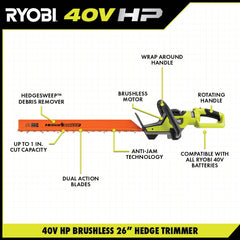 40V HP BRUSHLESS 26" HEDGE TRIMMER KIT