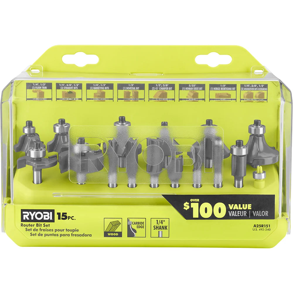 15 PC. Router Bit Set