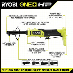 18V ONE+ HP BRUSHLESS 3/8" EXTENDED REACH RATCHET KIT